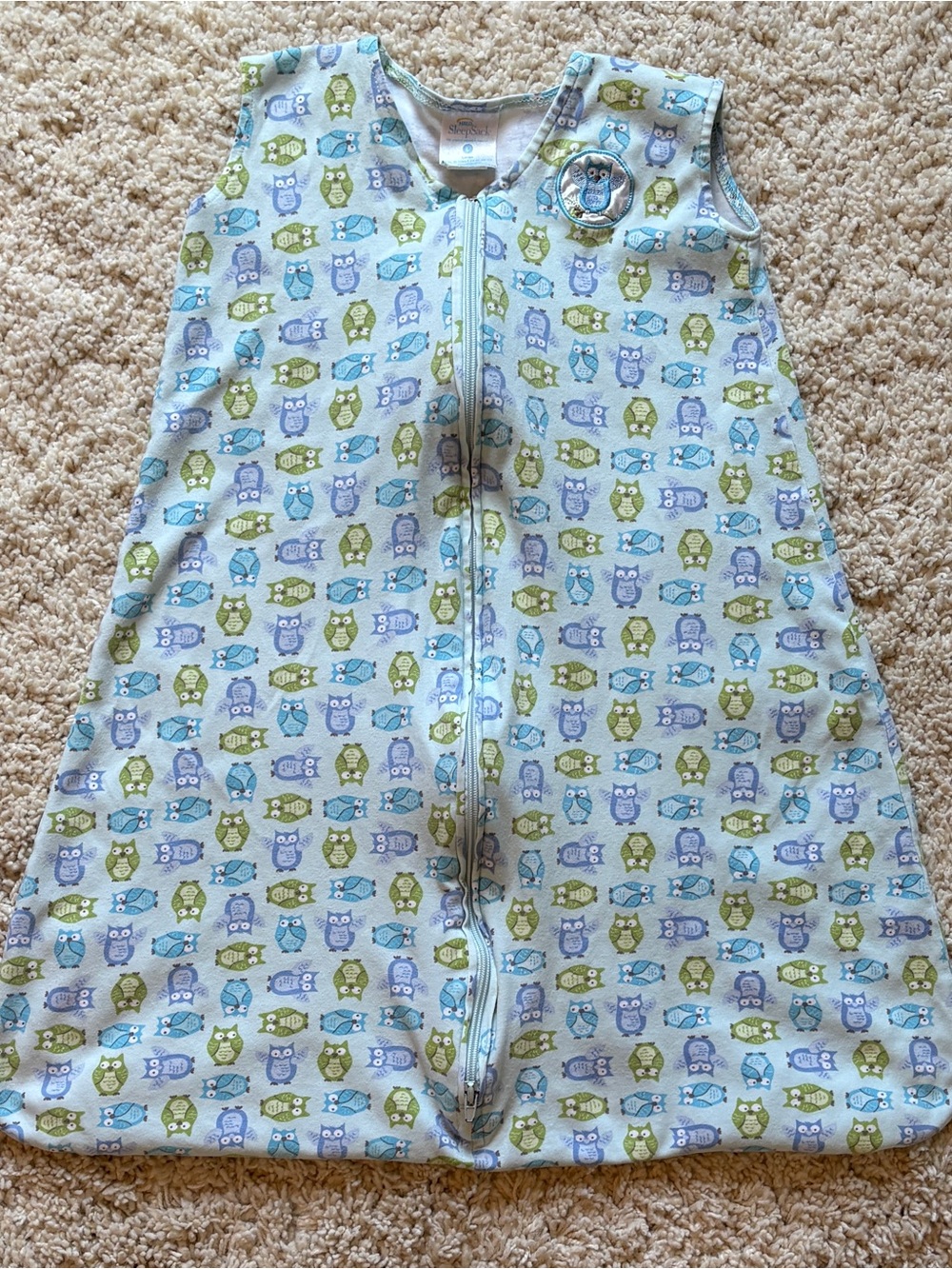 HALO SleepSack Wearable Blanket Owl Print Blue Green Size Large Baby Sleep Sack